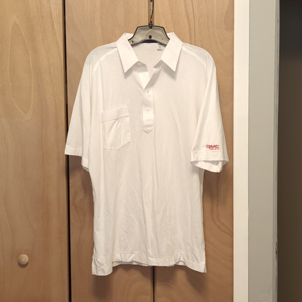 White Polo w/ GMC Truck Logo circa 1980s/1990s, Men's XL